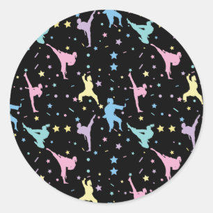 Martial Arts Karate Abstract Stars Sparkles Classic Round Sticker