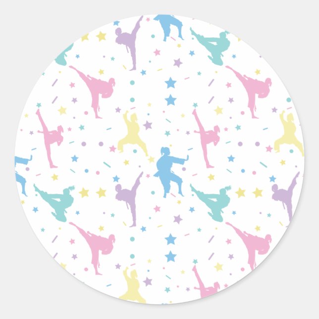 Martial Arts Karate Abstract Stars Sparkles Classic Round Sticker (Front)