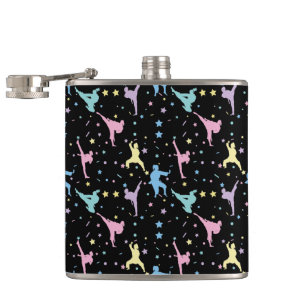 Martial Arts Karate Abstract Stars Sparkles Hip Flask