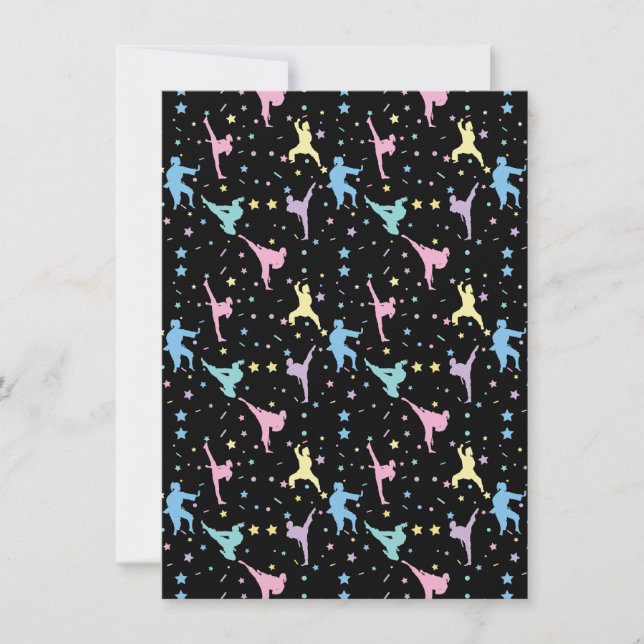 Martial Arts Karate Abstract Stars Sparkles Holiday Card (Front)