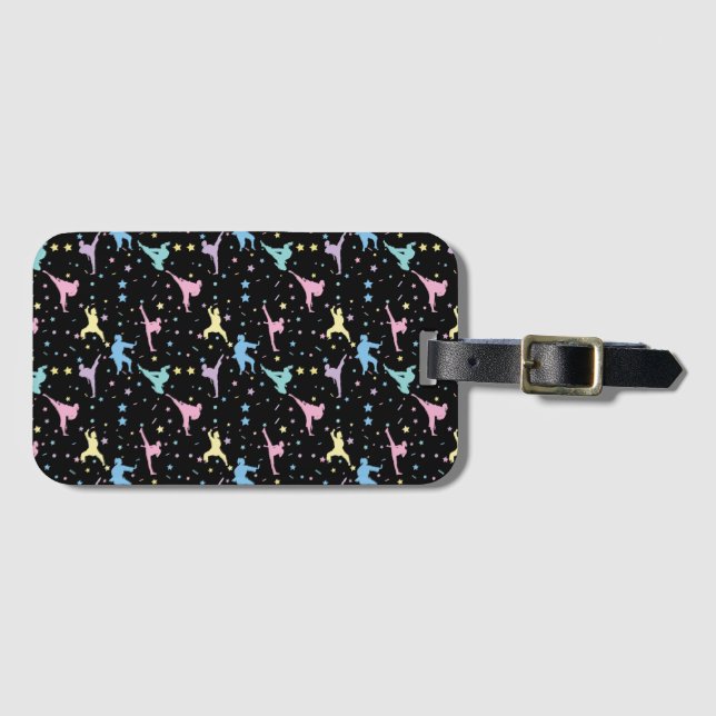 Martial Arts Karate Abstract Stars Sparkles Luggage Tag (Front Horizontal)