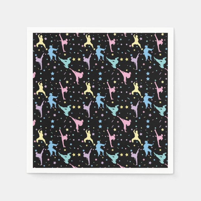 Martial Arts Karate Abstract Stars Sparkles Napkin (Front)
