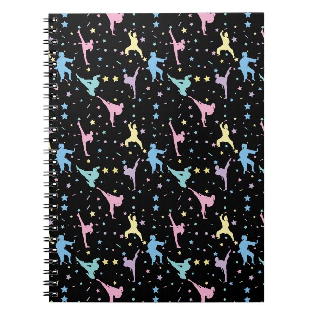 Martial Arts Karate Abstract Stars Sparkles Notebook (Front)