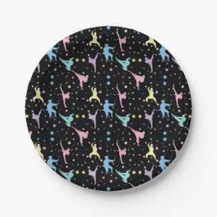 Martial Arts Karate Abstract Stars Sparkles Paper Plate