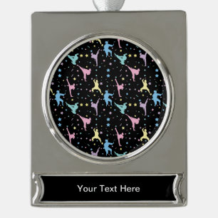 Martial Arts Karate Abstract Stars Sparkles Silver Plated Banner Ornament