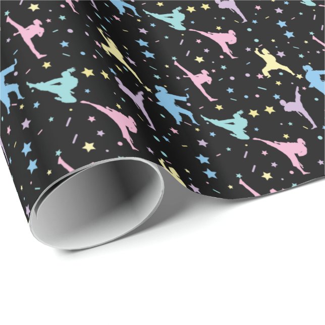 Martial Arts Karate Abstract Stars Sparkles Wrapping Paper (Roll Corner)