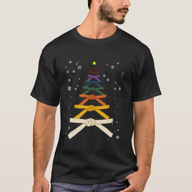 Martial Arts Karate Belt Christmas Tree Xmas Karat T-Shirt (Front)