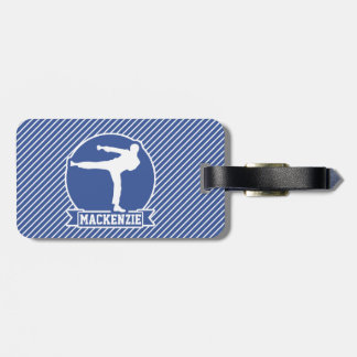 Martial Arts, Karate, Blue & White Stripes Luggage Tag