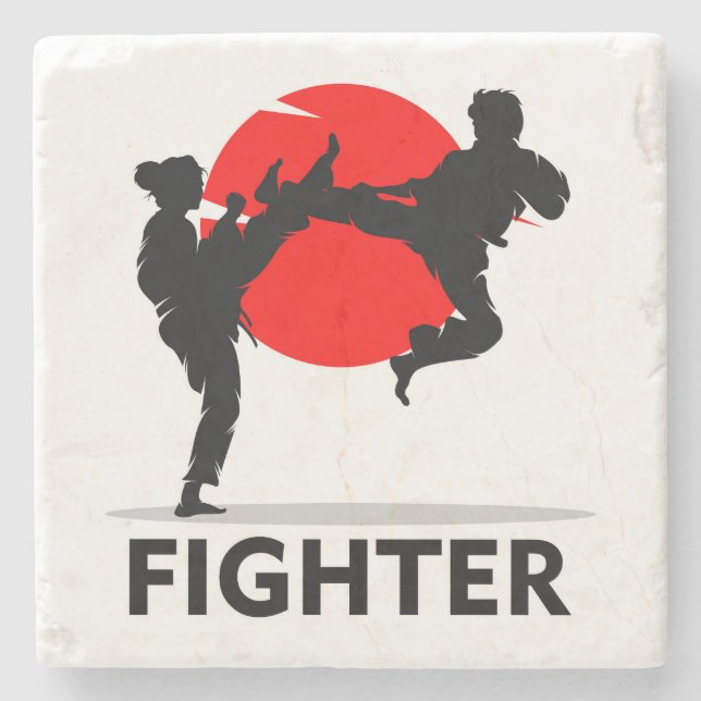 Martial Arts Karate Combat Fighting or Sparring Stone Coaster (Front)