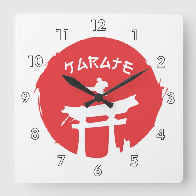 Martial Arts Karate Combat Fighting Square Wall Clock (Front)
