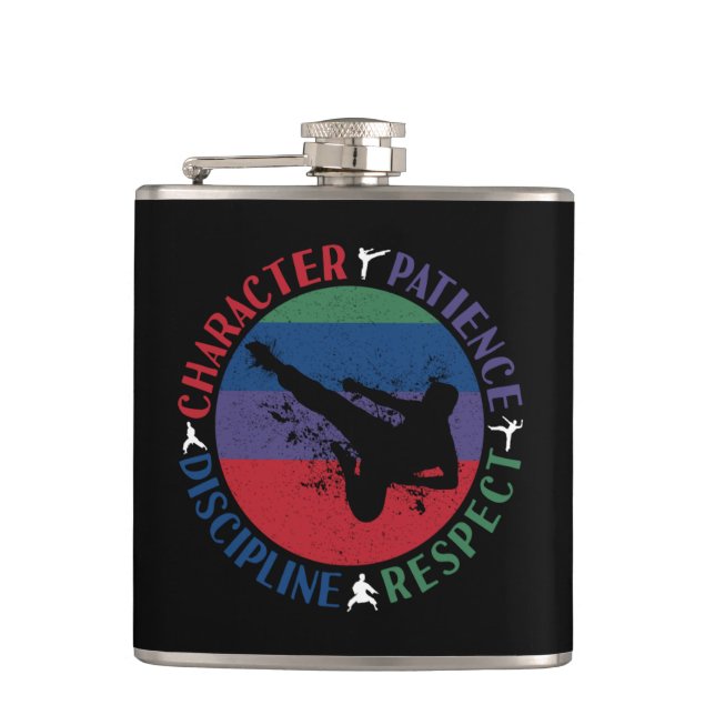 Martial Arts - Karate Core Values Hip Flask (Front)