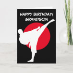 Martial arts karate custom Happy Birthday card<br><div class="desc">Martial arts karate custom Happy Birthday card. Cool personalised greeting card for kids, coach, instructor, teacher, friend, grandson, etc. Karate kick design with rising sun background. Also nice for son in law, nephew, children and other family members. Special oversized big extra large size available too. Perfect for other fight sports...</div>