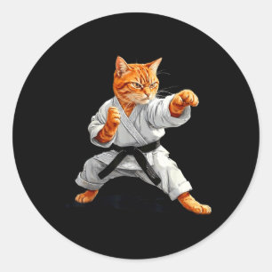 Martial Arts Karate Taekwondo Cat Jiu Jitsu Judo Classic Round Sticker