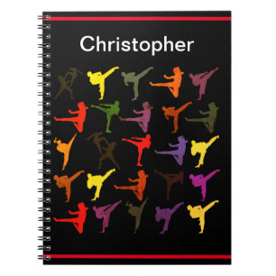 Martial Arts Kick Karate Kids Black Simple Modern Notebook