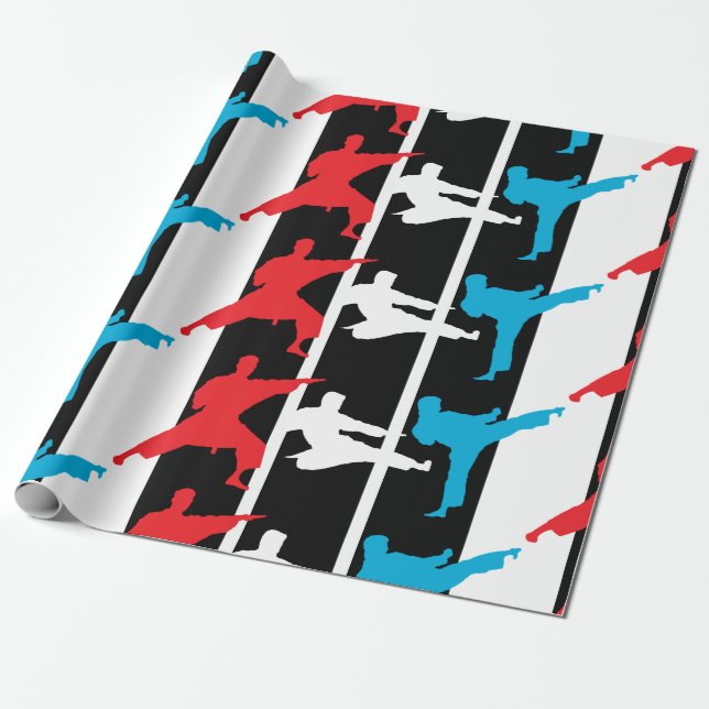 Martial Arts Kicks Wrapping Paper (Unrolled)