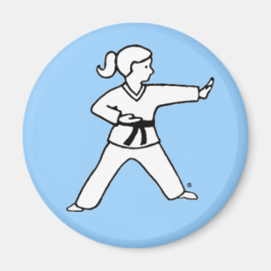 Martial Arts Kid 4 light blue magnet