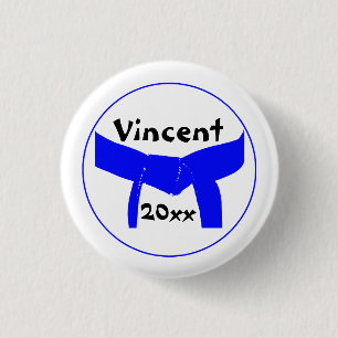 Martial Arts Light Blue Belt 3 Cm Round Badge