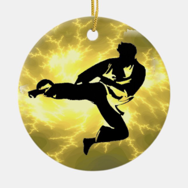 Martial Arts Lightning Bronze Male Design Ceramic Tree Decoration (Front)