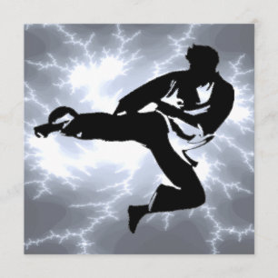 Martial Arts Lightning Male Invitation in Silver