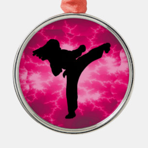 Martial Arts Lightning Pink Female Design Metal Tree Decoration
