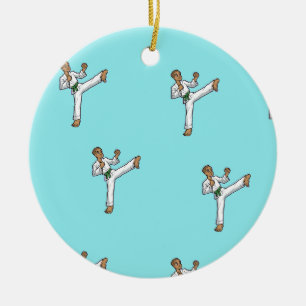 martial arts master on blue ceramic tree decoration