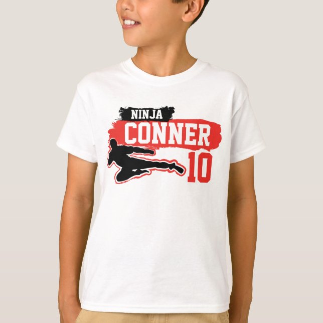Martial Arts Ninja Warrior Theme Birthday Boy T-Shirt (Front)