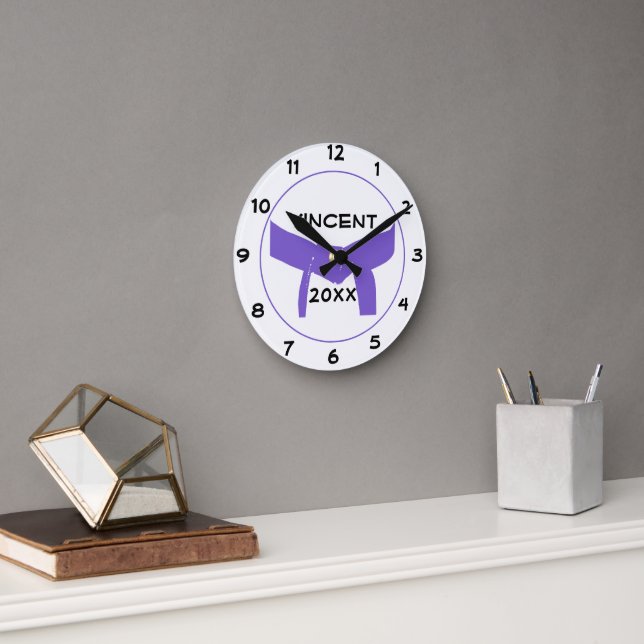 Martial Arts Purple Belt Round Clock (Office)