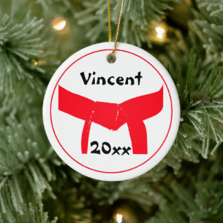 Martial Arts Red Belt Ceramic Tree Decoration