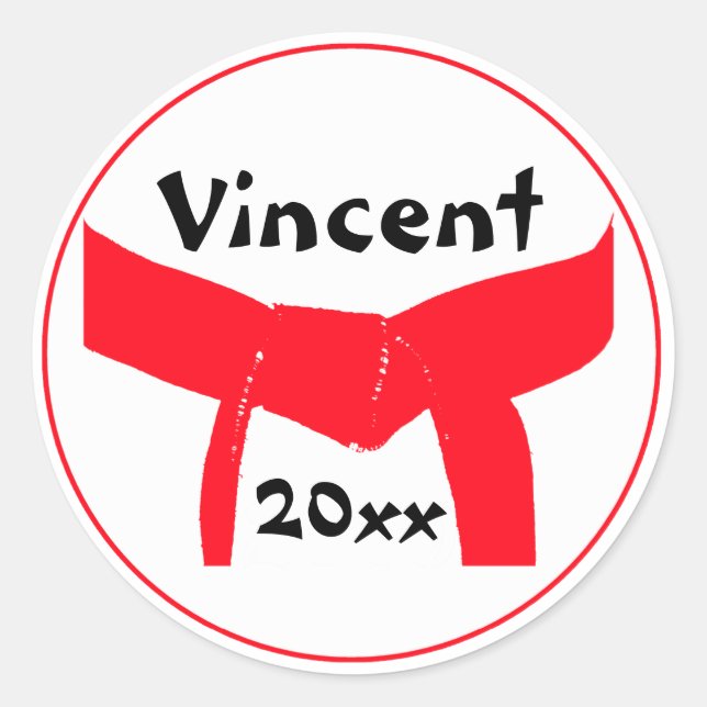 Martial Arts Red Belt Classic Round Sticker (Front)