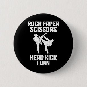 Martial Arts Rock Paper Scissors Taekwondo Karate 6 Cm Round Badge