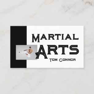 Martial Arts School Karate Black & White Card