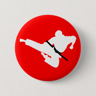 martial arts silhouette 6 cm round badge
