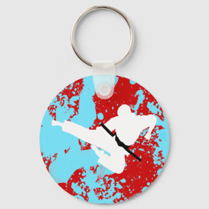 martial arts silhouettesfists of fire. key ring