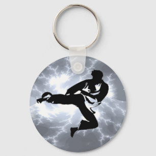 Martial Arts Silver Lightning man Key Ring