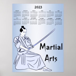 Martial Arts Sports Blue 2023 Calendar Poster