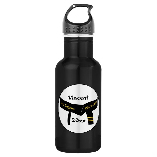 Martial Arts Third Degree Black Belt 532 Ml Water Bottle (Front)