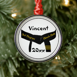 Martial Arts Third Degree Black Belt Rank Metal Tree Decoration
