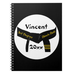 Martial Arts Third Degree Black Belt Spiral Notebook
