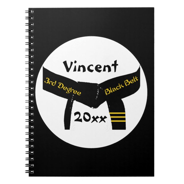 Martial Arts Third Degree Black Belt Spiral Notebook (Front)