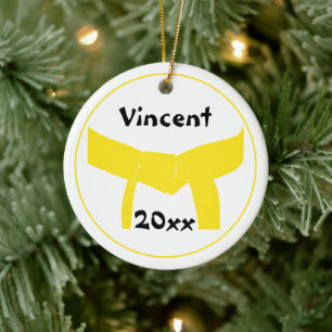 Martial Arts Yellow Belt Rank Ceramic Tree Decoration