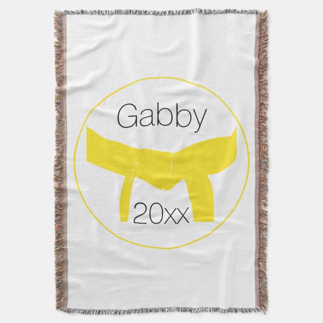Martial Arts Yellow Belt Throw Blanket (Front Vertical)