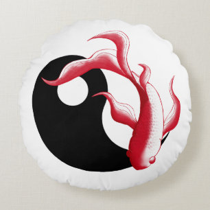 Martial Flow Abstract YinYang Martial Art Sticker Round Cushion
