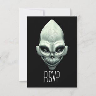 Martian Alien Extraterrestrial Outer Space Skull RSVP Card