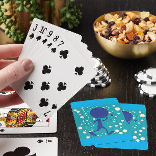 Martian Carrying A Flower Playing Cards