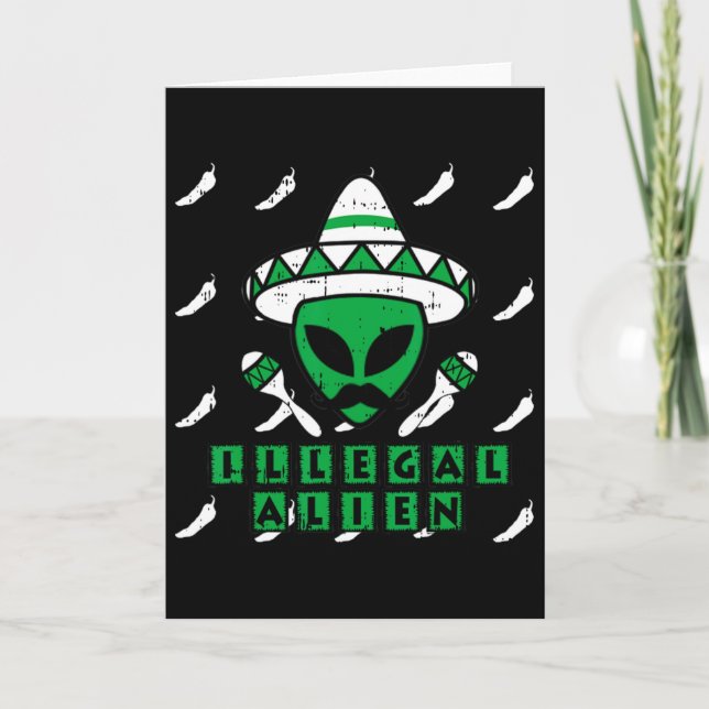 Martian Illegal Alien Mexican Area-51 Funny Hallow Card (Front)
