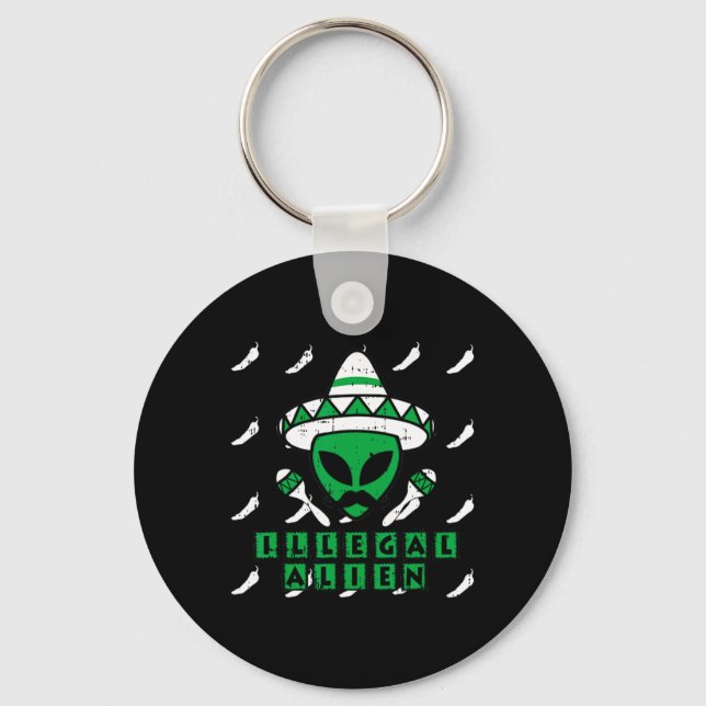 Martian Illegal Alien Mexican Area-51 Funny Hallow Key Ring (Front)