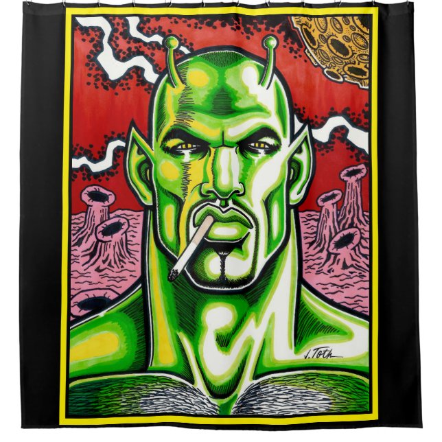 Martian Machismo Shower Curtain (Front)