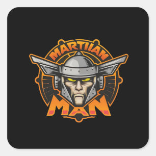 Martian Man Futuristic Logo Art Square Sticker