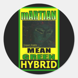 MARTIAN MEAN GREEN HYBRID CLASSIC ROUND STICKER
