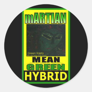 MARTIAN MEAN GREEN HYBRID CLASSIC ROUND STICKER